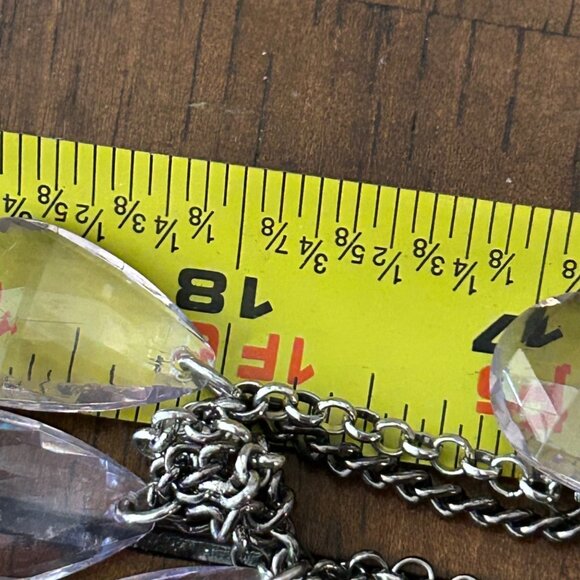 Loft Double Strand Necklace Purple Faceted Teardrop Silver-Tone Chain Vintage - Picture 15 of 15